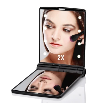 

Foldable Makeup Mirror with Light 8 Leds 2X Magnifying Bathroom Cosmetic LED Mirror Stand for Cosmetics Multifunction Mirror J3