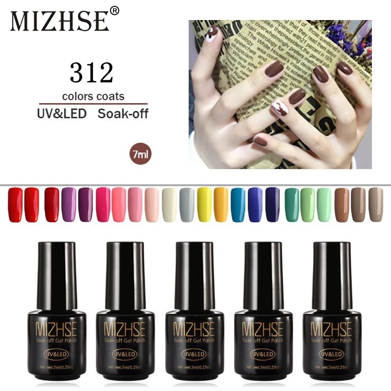  MIZHSE 7ML Soak Off Nail Varnish DIY Nail Art Salon UV Gel Polish Fast Dry Nail Builder Gel Semi-pe