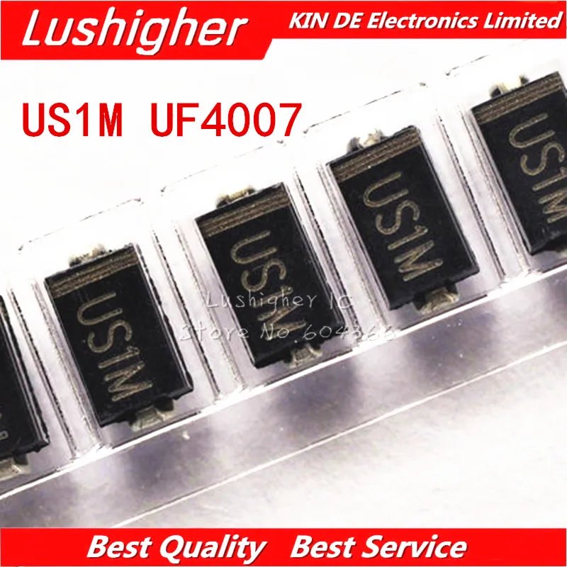 

100 шт. US1M HER107 UF4007 1A 1000V SMA выпрямительный диод