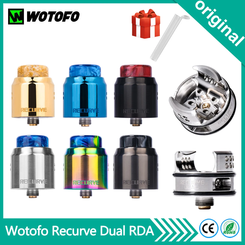 

New Original Wotofo Recurve Dual RDA Tank 24mm Rebuilding Dripping Atomizer Vape Tank 510 810 Thread VS Profile Unity RTA