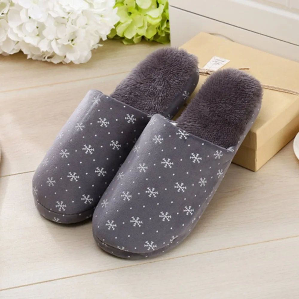 Outad Snow Flowers Winter Home Warm Comfortable Anti-skid Soft Indoor Women Slippers For Ladies Shoes