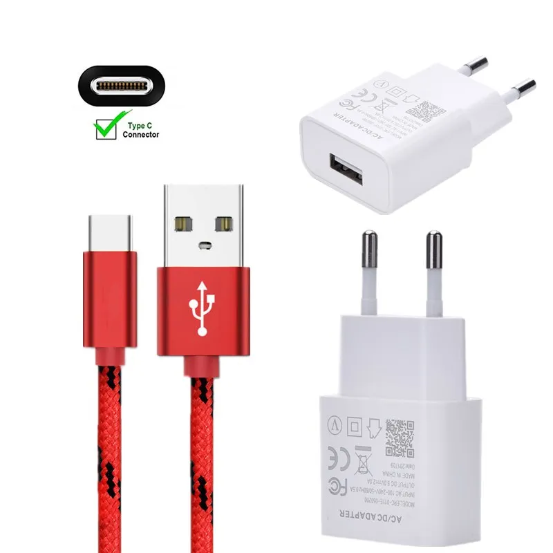 

For Huawei Xiaomi Samsung EU Charger Adapter For Sony Xperia L1 L2 XA1 XA2 Ultra XA3 PLUS XZ XZ1 XZ2 Compact 1M USB Type C Cable