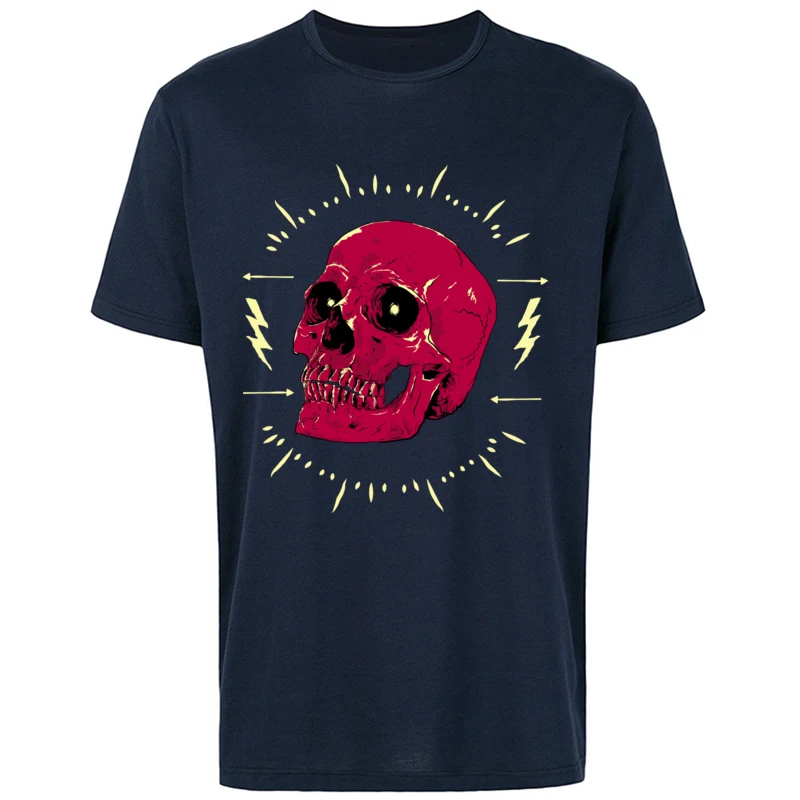 Family RockRoll Skull Men Top T-shirts 2018 Discount Summer Short Sleeve O Neck Pure Cotton Tops Tees cosie T-shirts RockRoll Skull navy