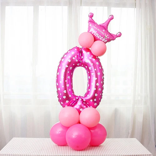 32 inch Количество шар розовый синий цифра гелия шары День рождения украшение для мероприятий, вечеринок, свадьбы Поставки номер фольги big шаре - Цвет: Pink 0