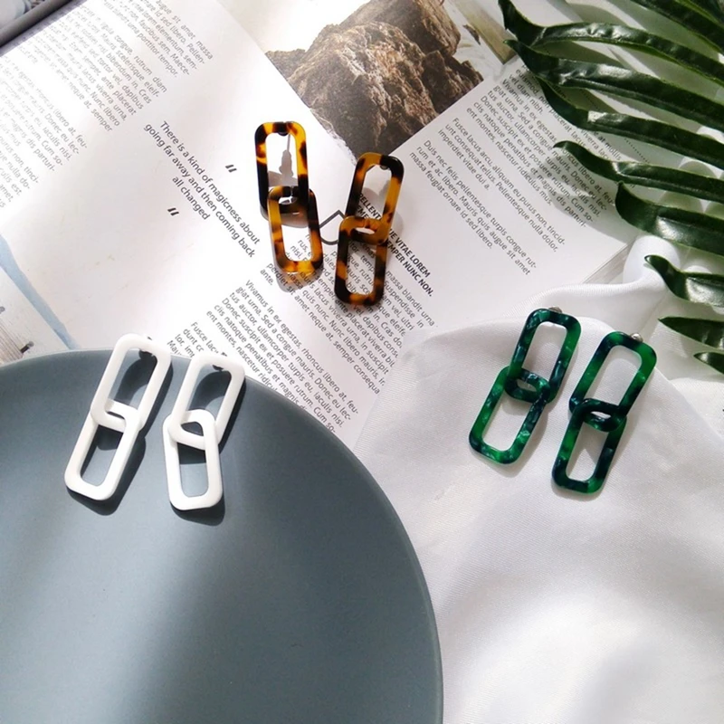 New Tortoise Resin Rectangle Link Sweet Earring | Украшения и аксессуары