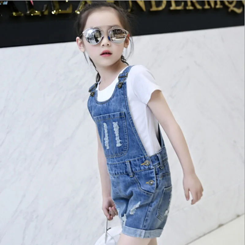 4-15 Y Mädchen Denim Overalls Frühling Sommer Mode Neue Kinder Kleidung Lässige Kinder strumpf hosen Solide Mädchen jeans kurze