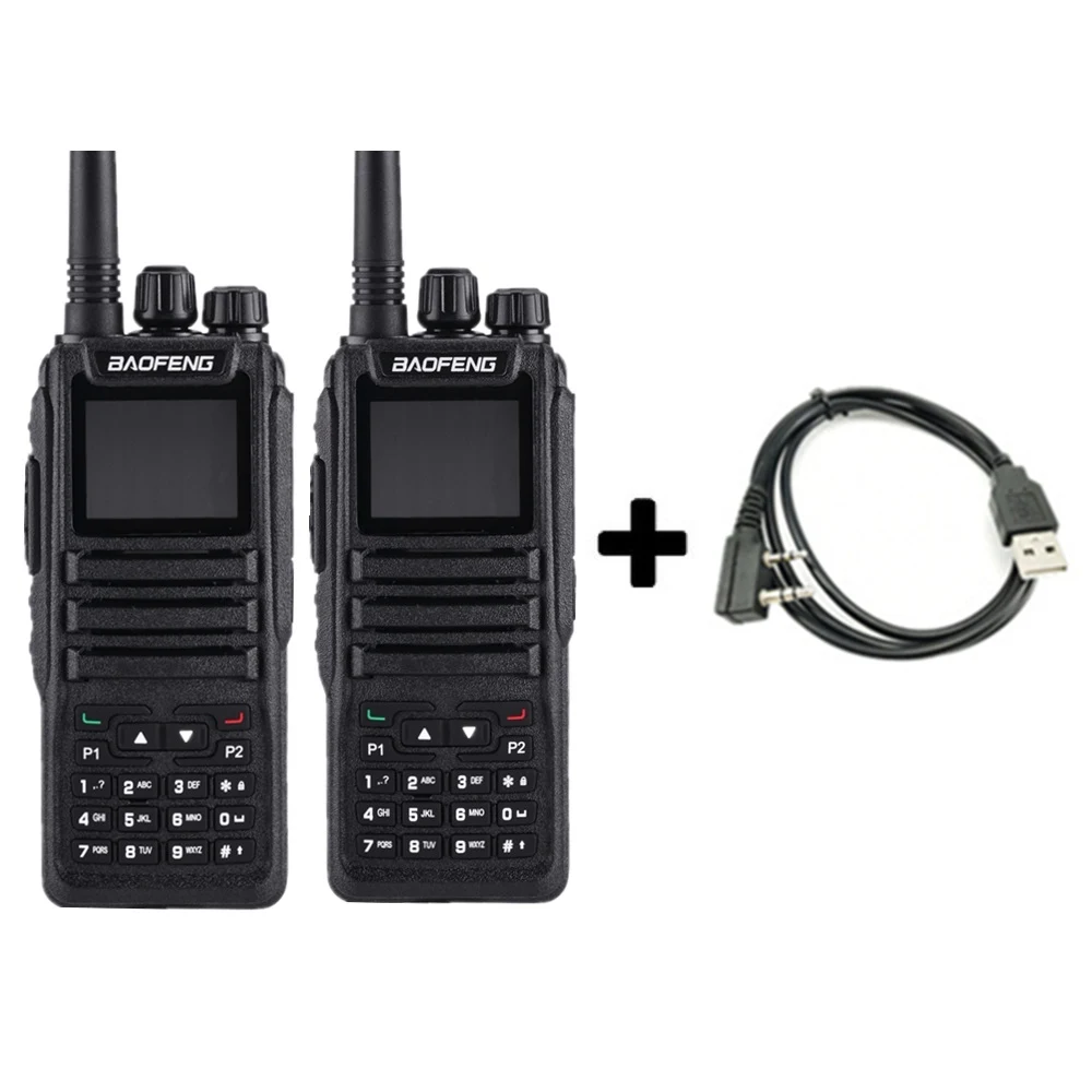 2 шт Baofeng DM-1701 портативная рация длинный диапазон DMR Tier I& II Dual Time slot двухдиапазонное цифровое Любительское радио Telsiz Baofeng Dm 1701 - Цвет: Add 1 program cable