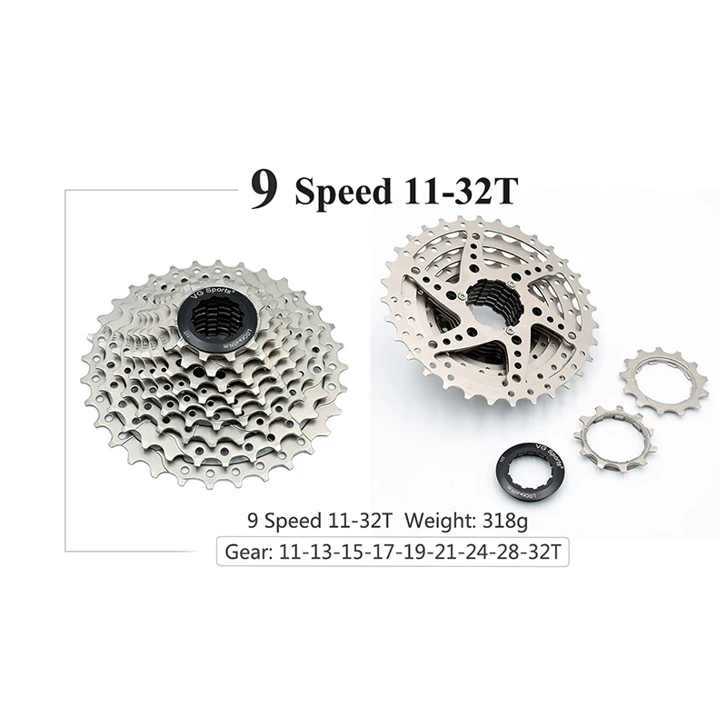 VG sports 9 speed 11-50 T/46 T/42 T MTB кассета велосипедная Звездочка свободного хода cdg 9S горный велосипед свободного хода 11-40 T/36 T Сверхлегкий - Цвет: 9S  11-32T