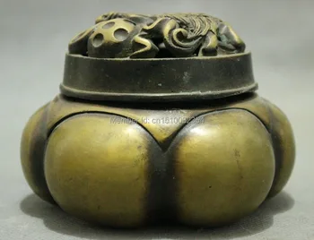 

Old CollecChinese Bronze Dragon Kylin Lion Statue Incense Burner Censer Casket