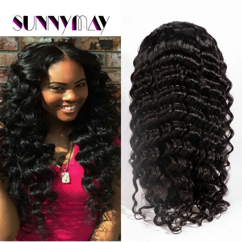 

Free Shipping US 7A Unprocessed Glueless Full Lace Human Hair  Wigs Deep Wave Lace Frontal Wig Brazilian Virgin Hair Black Women