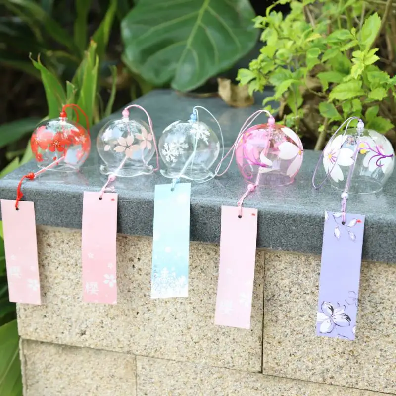 

Christmas Japan Style Decor Glass Hanging Wind Chime Blessing Girls Home Decoration Accessories Crafts Wind Bells Office Pendant