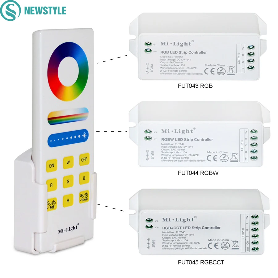

newstyle 2018 Milight 2.4G Led Controller RF RGB RGBW RGBCCT+ 1pcs Led Remote Controller Set