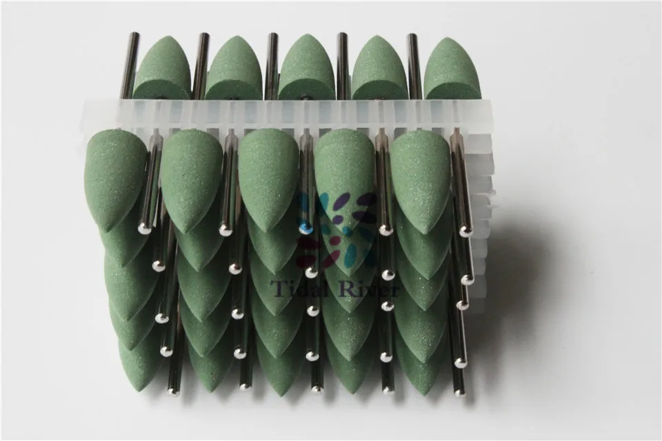 

50Pcs 2.35mm Dental Lab Green Grinding Heads Teeth Polisher Dental SILICONE Polishers Diamond polishing Burs