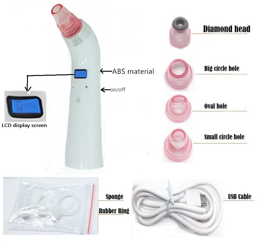 Removedor de Cravo Cuidados com a Pele Sucção a Vácuo Novo Poros Vácuo Acne Espinha Remoção Ferramenta Facial Diamante Dermabrasion Máquina 13 Novo removedor de cravo cuidados com a