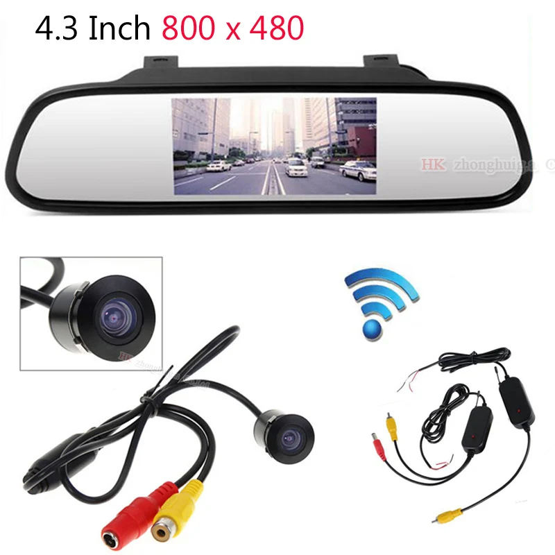 

Wireless 170 Degrees Mini Car Rear view Camera 18.5mm Parking System with hd 4.3 Digital TFT LCD Mirror Auto Car Parking Monitor