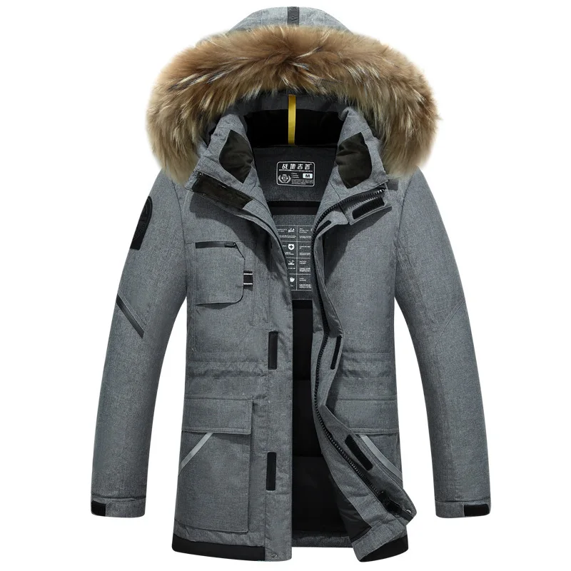 Hommes Duvet Capuchon Parka marine Vêtements Mâle Vestes De Avec 2018 Épaississement Grand Manteau25c Hiver Nouveau Fourrure Veste Canard Gris Bleu Long vert Mode dxsQhCtr