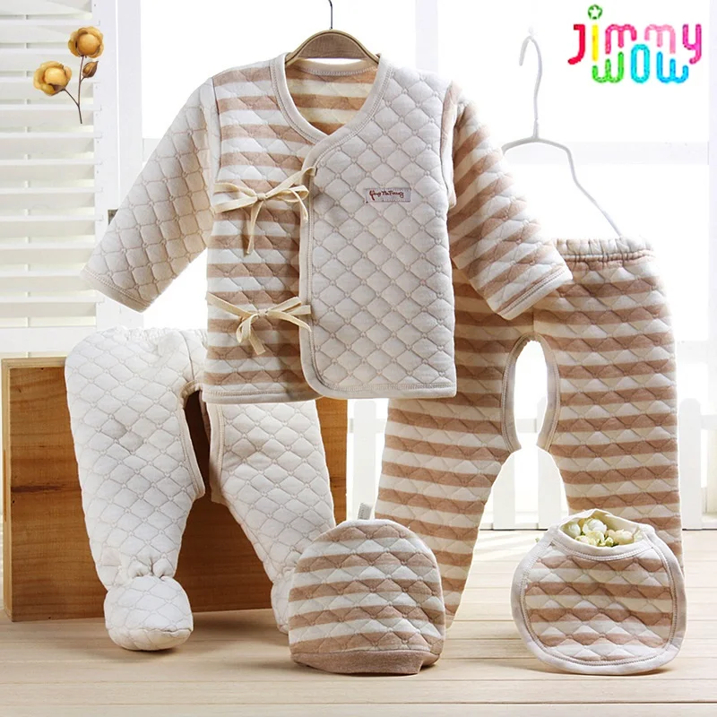 2019 New 5 Pieces set organic cotton thick Newborn baby boys girls