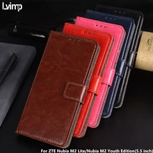 Fundas de cuero originales de la carpeta para ZTE Nubia M2 Lite/Nubia M2 edición de la juventud caso Flip ranura para tarjeta foto marco titular cubierta 5,5 pulgadas