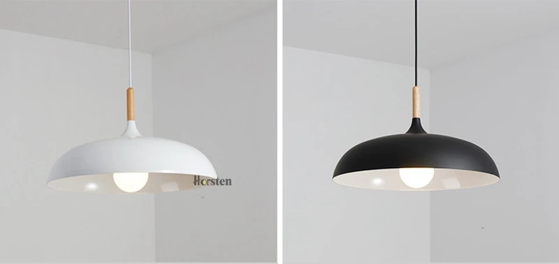 Horsten Nordic Simple Modern Pendant Lights Wood Aluminum Lampshade Industrial Lighting Loft Dining Room Pendant Lamp E27 (2)