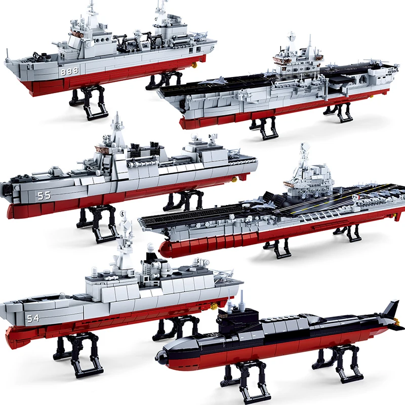 

Navy Battle Ship Aircrafted Carrier Compatible Legoed Military Submarine Naval Destroyer Warship Model Building Blocks Kids Toys
