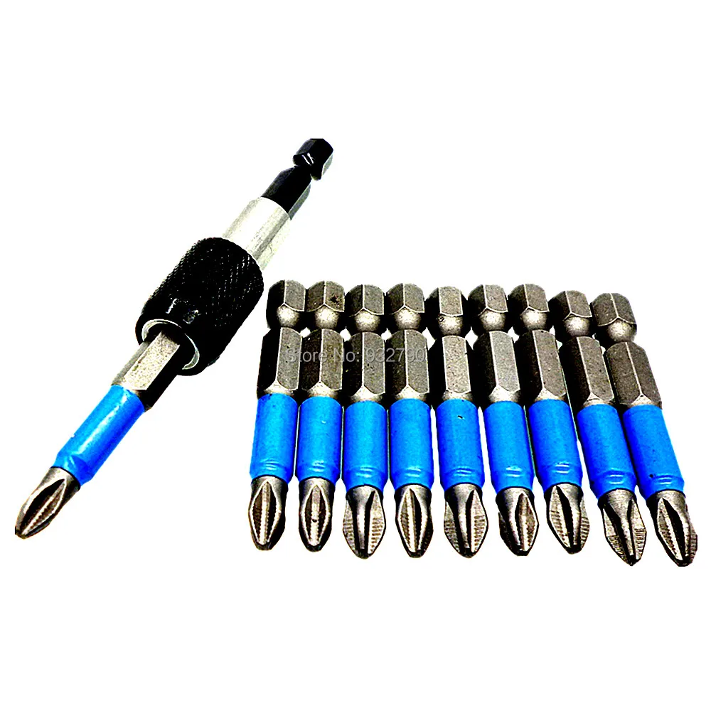 10 шт. 50 мм PH2 Drive Phillips Отвёртки биты 1/" Шестигранным хвостовиком магнитные w/Quick Release Магнитная бит держатель 60 мм 1/" hex сверла