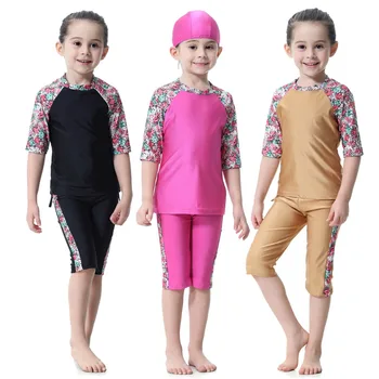 

girl swimming suit for girls 3 piece/set long sleeve shirt+pant+hat Sports Suits For Girl Muslim Arab Malaysia clothes set