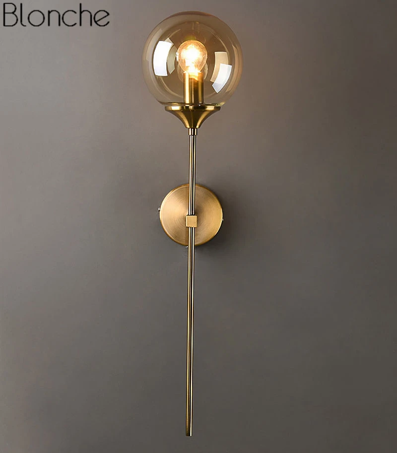 Lâmpada de Parede de Vidro Luminárias para Home Adesivos de Parede do Banheiro Ouro Moderna Levou Decor Quarto Espelho Luzes Nordic Luminária Interior E14 8 do banheiro luzes nordic luminária interior e14