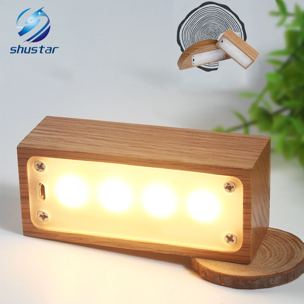 

Solid Wood LED Night light Built-in rechargeable battery 3 kinds of brightness eye protection table lamp Bedroom bedside lamp