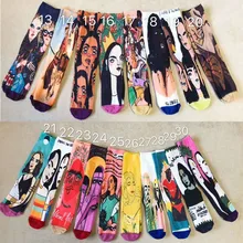 Милый портрет граффити носки Для женщин Лето Уличная Сияющий розовый ворс носки Высокое качество печати среднего носки без пятки meias