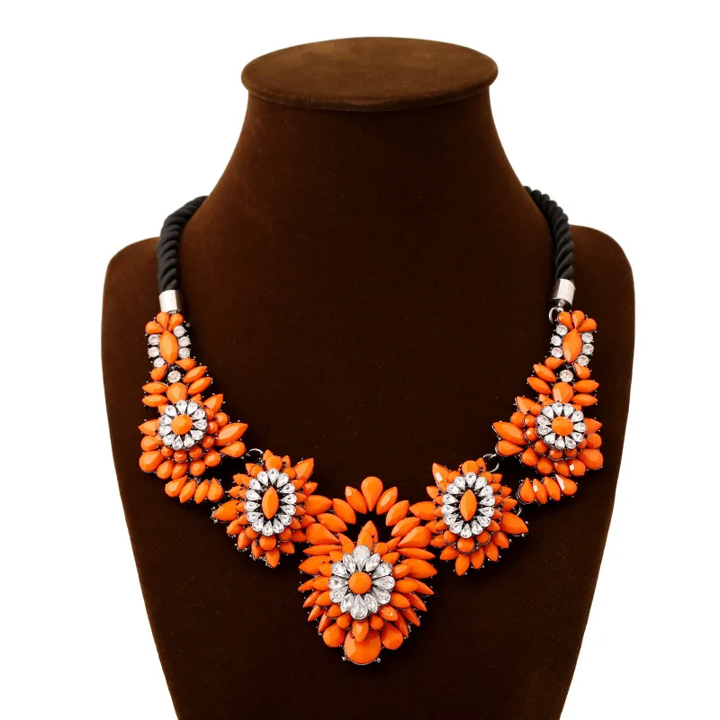 OSHUER, Новое поступление, красочные Макси винтажные ожерелья и подвески, модное женское колье, массивное ожерелье, ювелирные аксессуары - Окраска металла: orange