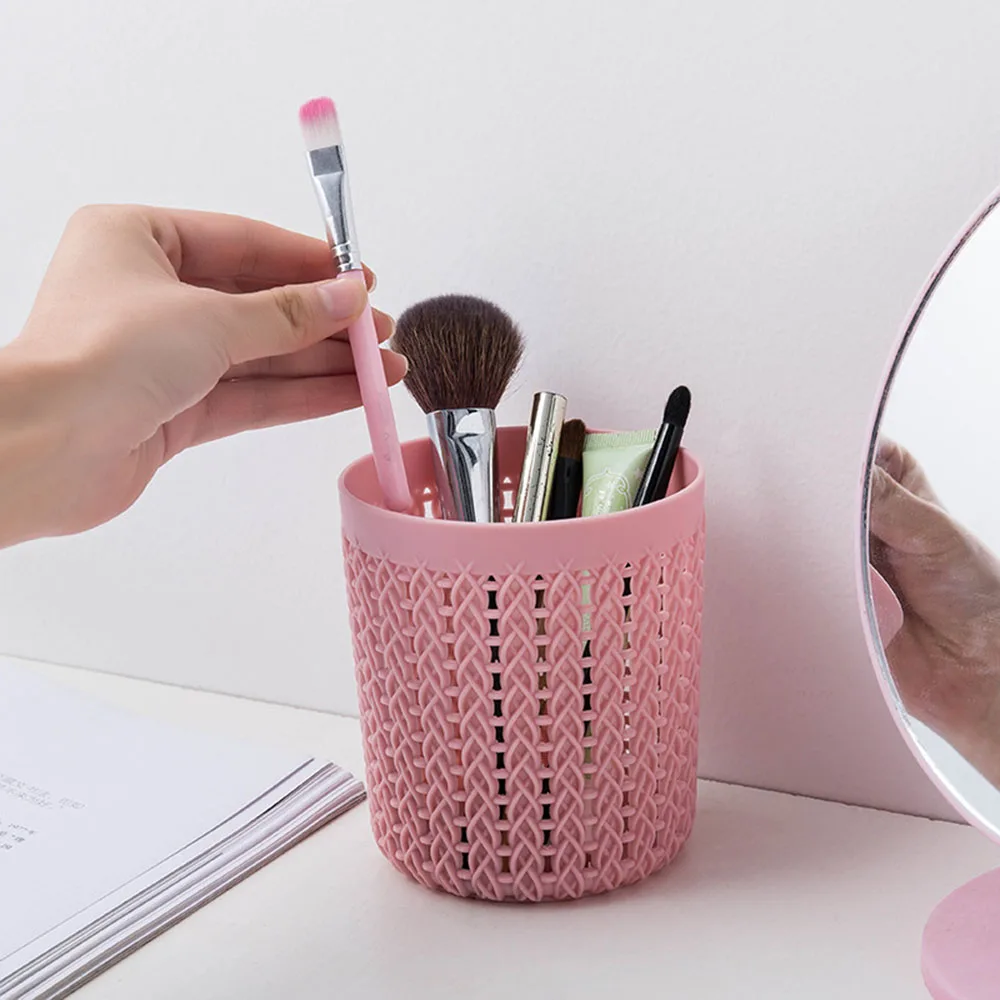 

Storage Weave Box Makeup Brushes Pen Spoon Container Storage Box Pen Cylindrical Holder