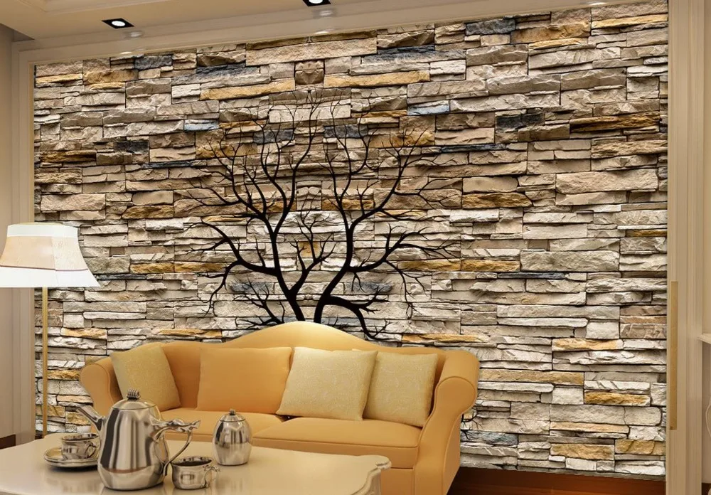 custom 3d photo wall paper 3d brick tree wallpapers living room tv backdrop home decoration photo wall paper wall paper 3dwall paper aliexpress