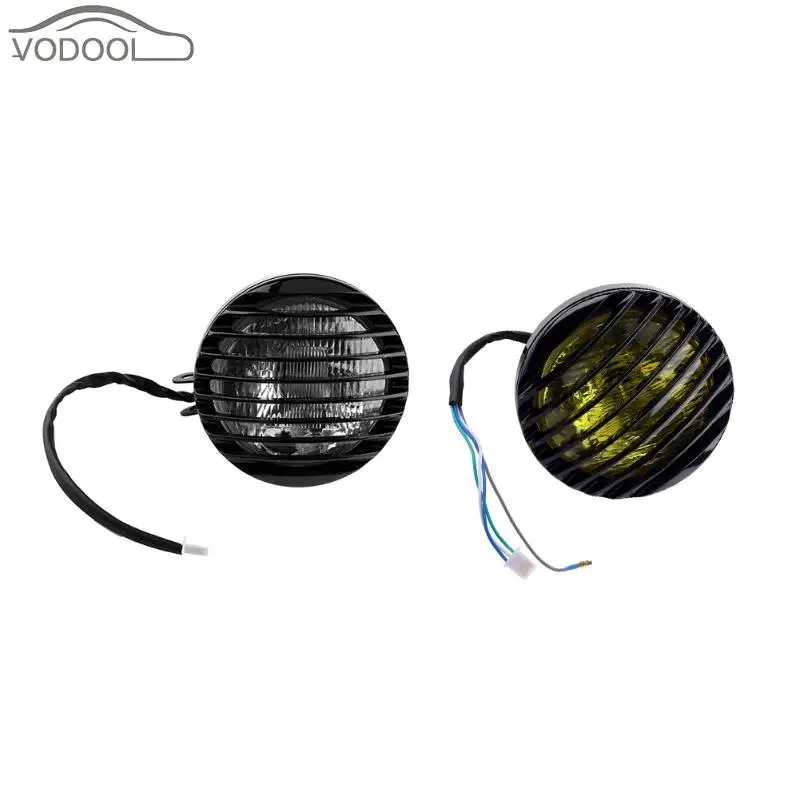

Motorcycle Modified Retro Vintage Headlight with Metal Chrome Grill Cover Mask Moto Headlamp Light Lamp Moto Accessories