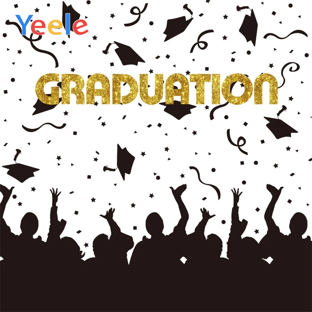 

Yeele Congratulation Graduation Posters Flying Bachelor Cap Photography Background Scene Baby Photographic Backdrop Photo Studio