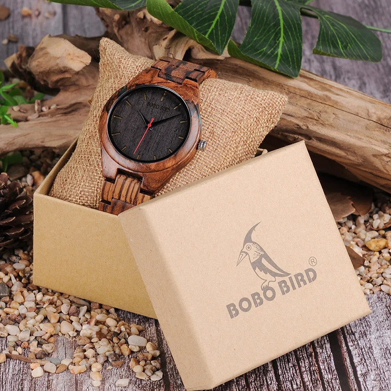 BOBO BIRD L-Q05 Watch Zebrawood Quartz Men Watches Custom Logo