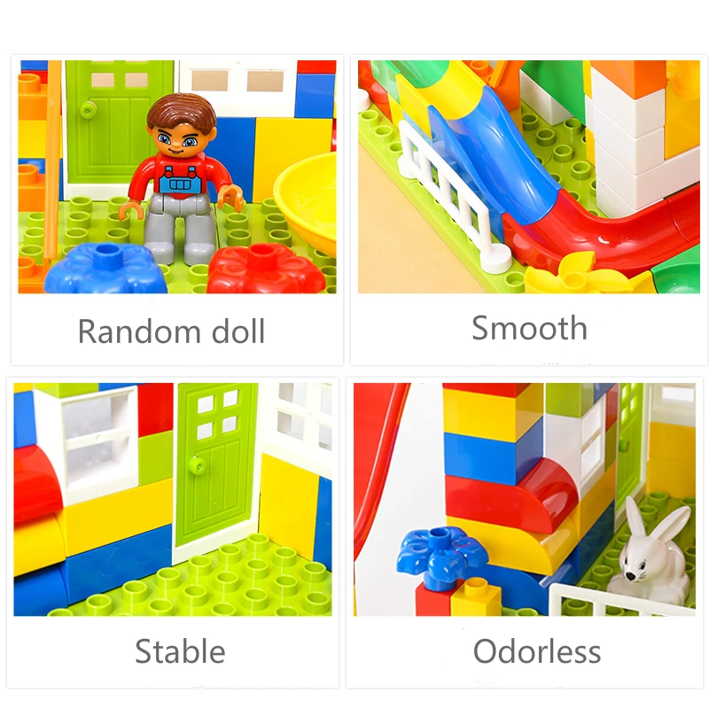 89-178pcs Marble Run Maze Ball Building Blocks Plastic Funnel Slide Assemble Bricks Educational Toy Compatible Legoingly Duploed