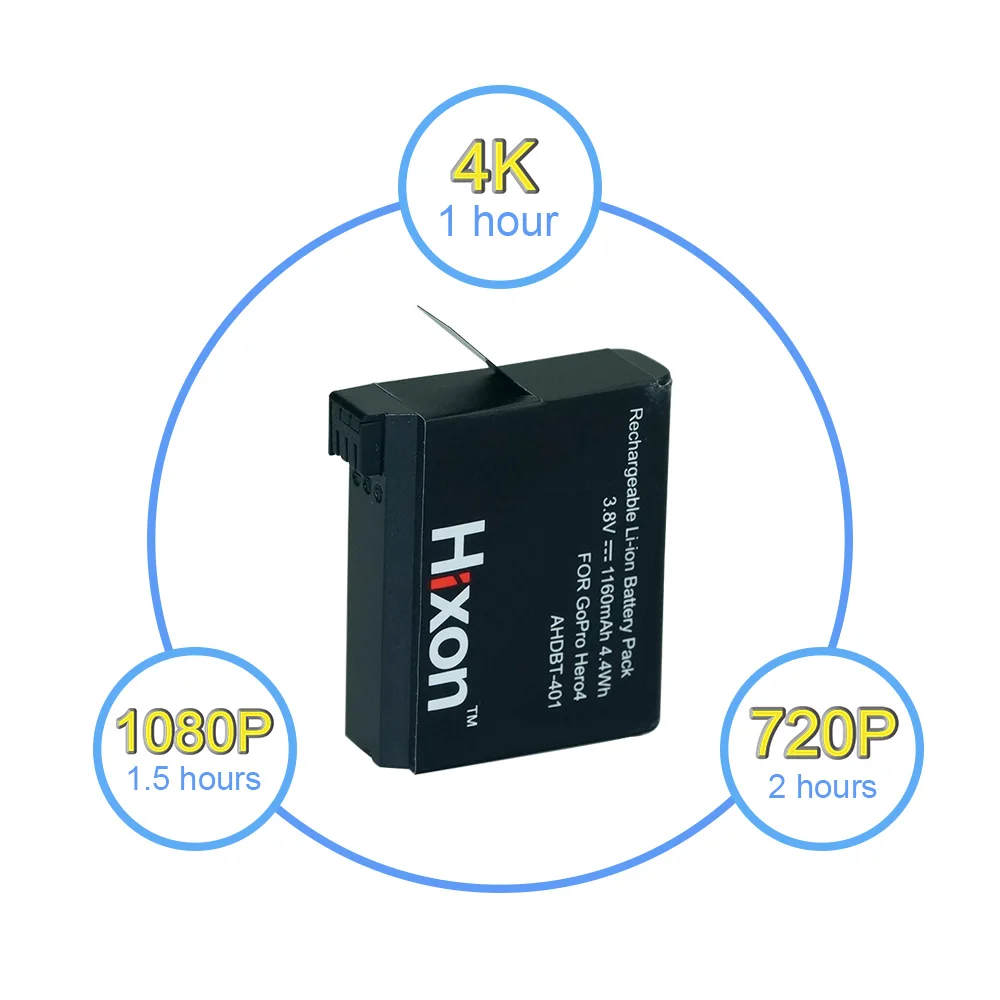 Аккумулятор Hixon для GoPro HERO 4 и AHDBT 401 аксессуары фотокамеры высокого качества|battery for