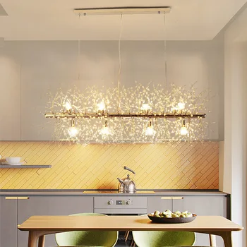 

Modern LED hanging lighting living room pendant lights Crystal suspension luminaires Iron fixtures dining room suspended lamps