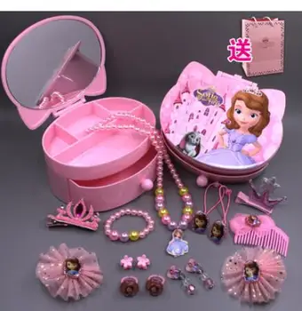 

word Love Children's box princess jewelry set snow & ice necklace bracelet girl's hair accessories receive cosmetic box gifts