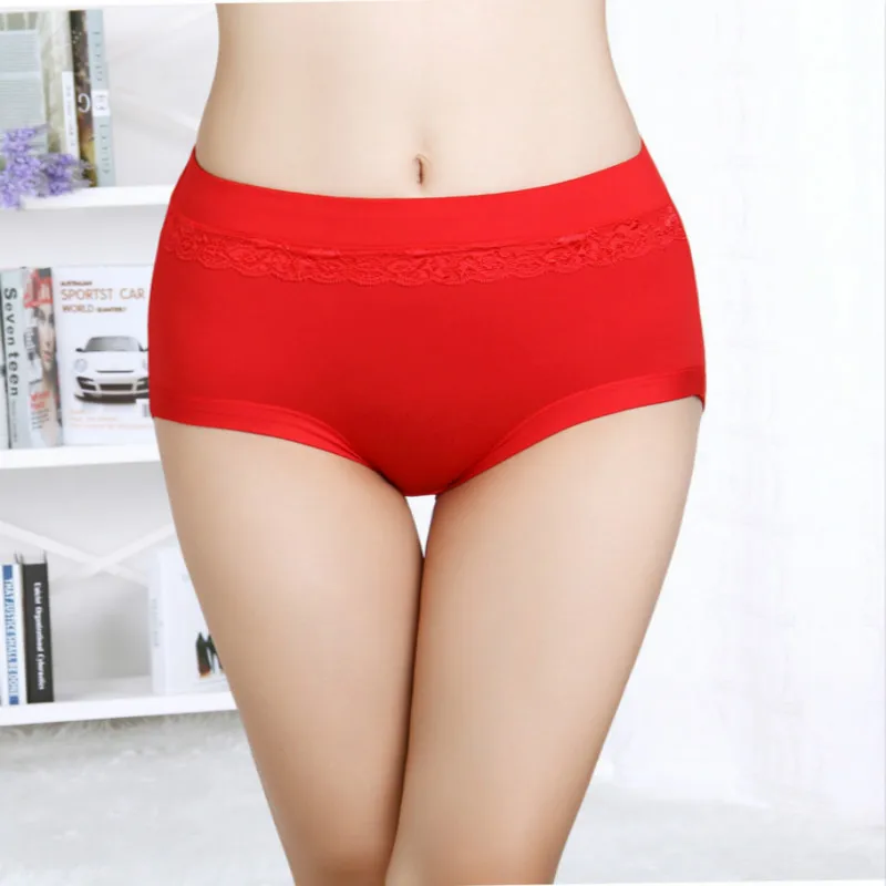 Summer New Style Lady's Underpants Breathes Buttocks Lace Briefs Average Size Cow's Milk Breathable Antiseptic Ladies Panties |