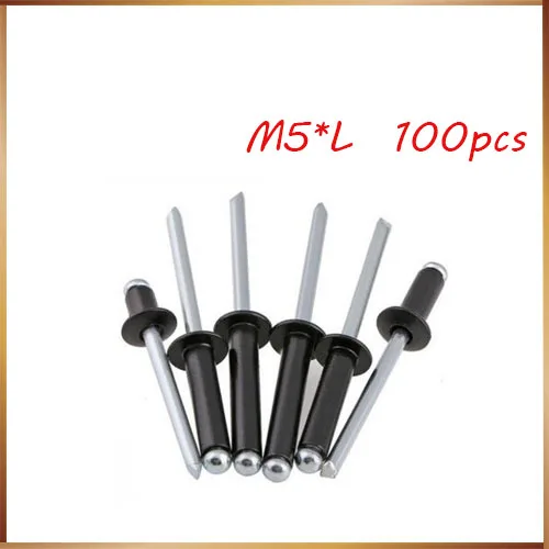 rivet popnageltang 100pcs M5xL Black Aluminum Pop Blind Rivet Core