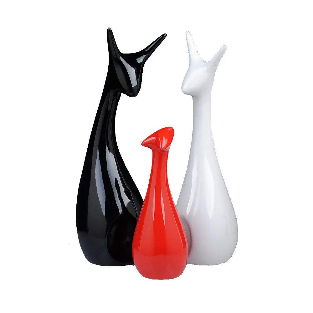 

Nordic modern ceramic crafts Decoration ornaments Matte deer Family of three