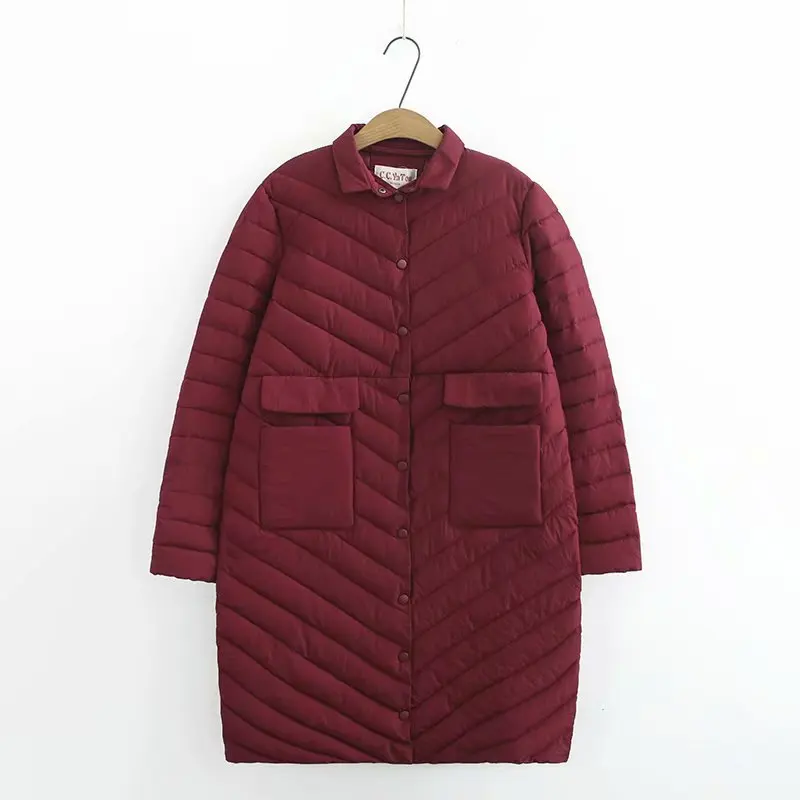 Le Coréenne rembourré Noir Coton Noir rouge Vêtements Vers Hiver Col Manteau Épaississement Lâche Parkas Coton Roulé Bas Outwear gris Long z4qWwAf
