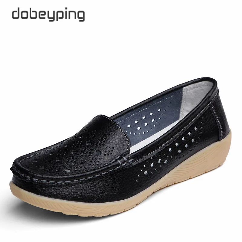 US $10.98 Dobeyping New Genuine Leather Women Flats CutOuts Shoes Woman Hollow Summer Womens Loafers Moccasins Female Shoe Size 3541