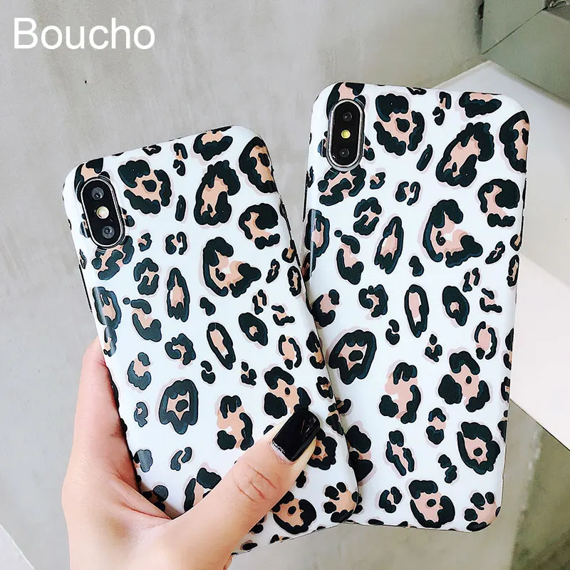 Boucho Vintage Leopard Print Phone Cover Case For iphone XR X XS Max Cases 6S 6 7 8 Plus Luxury Glossy IMD Back |