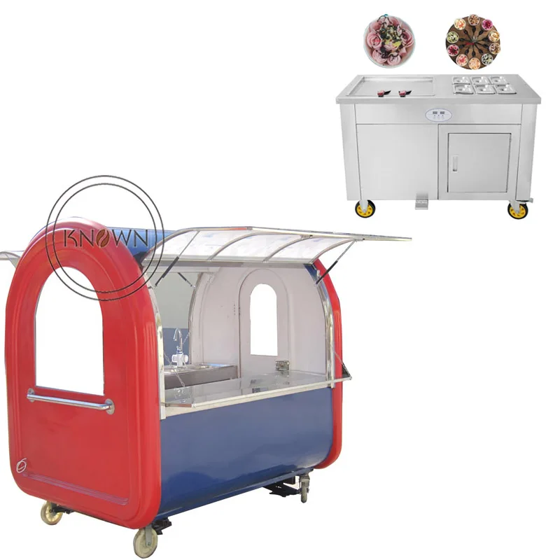 

CFR free shipping 220*160*210cm mobile food truck food cart with fried ice cream roller machine with more model options