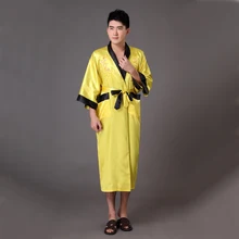 Китайский для мужчин Реверсивный Атласный халат ванной платье Вышивка Дракон кимоно юката две стороны пижамы Размеры s m l xl XXL, XXXL MR014