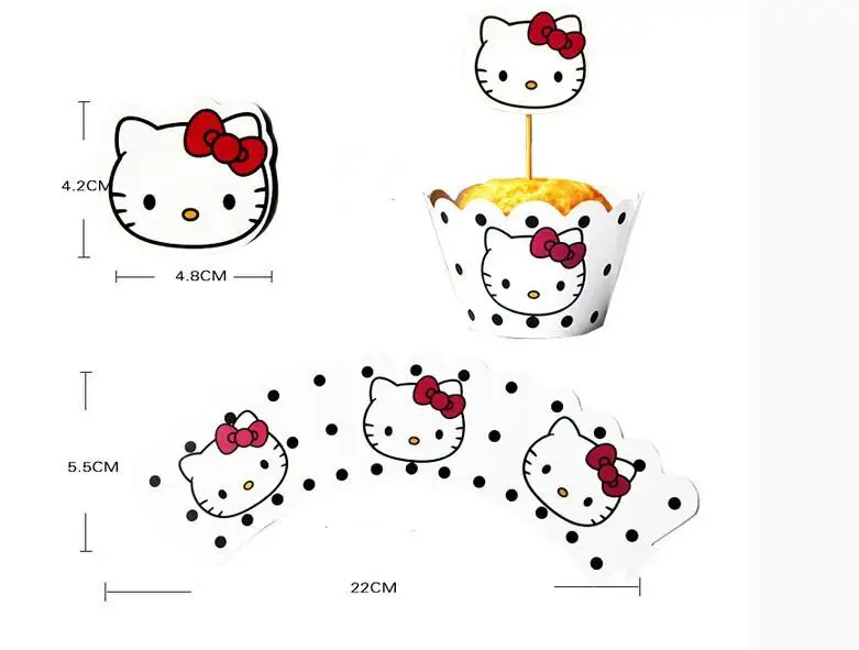 24 шт./компл. рисунок «Hello Kitty» бумажные Формы для кексов и стразов для детей подарок на день рождения украшения вечерние Baby Shower Cakecup выбирает поставки подарки для гостей