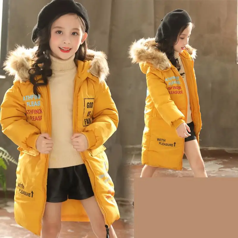 

2018 Winter Jacket For Girls Korean Toddler Girls Cotton Down Coats Girl Winter Fur Collar Children's Parkas Winterjas Meisjes