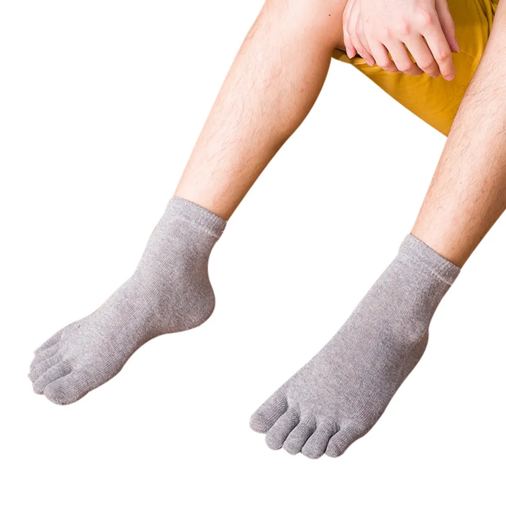 Men's Five Toe Cotton Socks Pure Sports Trainer Running Finger Socks